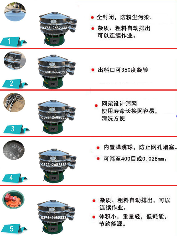 旋振篩粉機特點 旋振篩粉機特點
